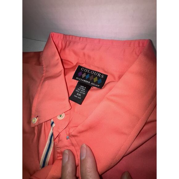 Alexander Julian Colours Dress Shirt Men Sz XXL Peach Orange Button Down Solid - Picture 6 of 13